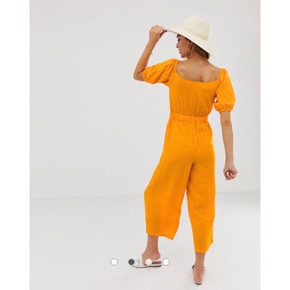 ASOS DESIGN tea jumpsuit with puff sleeve and tie detail - Picture 4 of 4